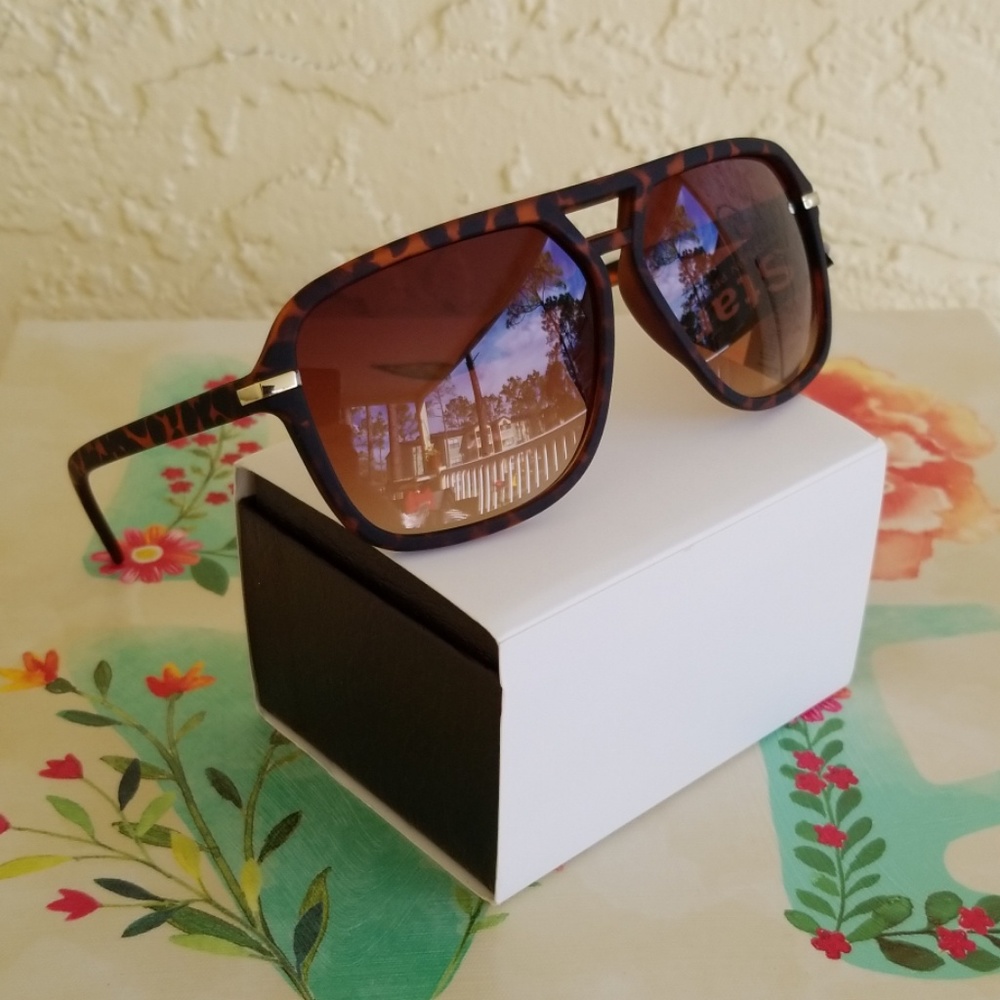 2019 MEN TORTOISE BROWN SUNGLASSES - Picture 1 of 4